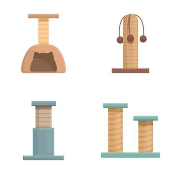 Set of modern cat scratching posts Illustration