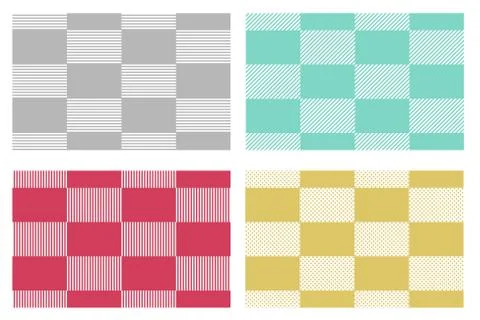 Set of modern checkered tablecloths patterns in japanese style Stock Illustration