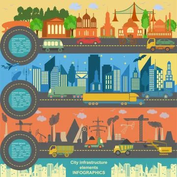 Set of modern city elements for creating your own maps of the city. Infograph Stock Illustration