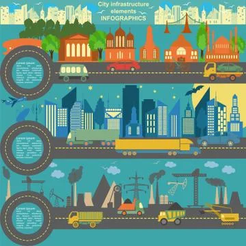 Set of modern city elements for creating your own maps of the city. Infograph Stock Illustration