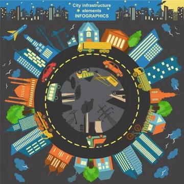 Set of modern city elements for creating your own maps of the city. Infograph Stock Illustration