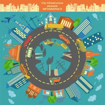 Set of modern city elements for creating your own maps of the city. Infograph Stock Illustration