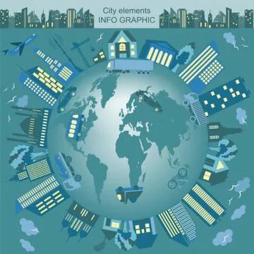 Set of modern city elements for creating your own maps of the city. Infograph Illustrazione stock