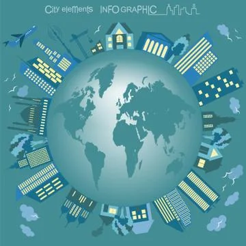 Set of modern city elements for creating your own maps of the city. Infograph Illustrazione stock