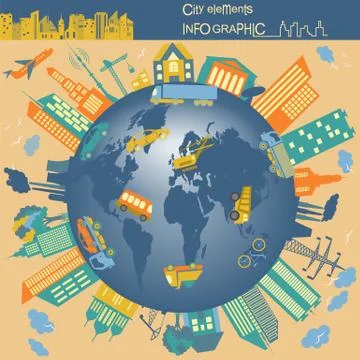 Set of modern city elements for creating your own maps of the city. Infograph Stock Illustration