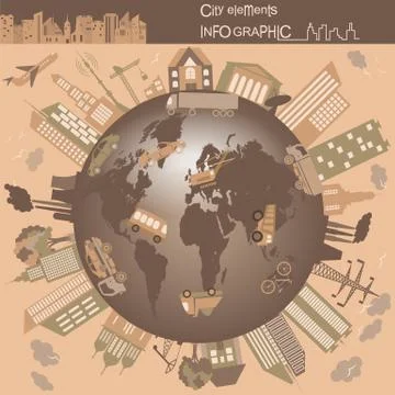 Set of modern city elements for creating your own maps of the city. Infograph Stock Illustration