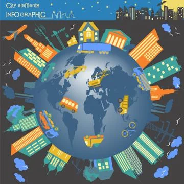 Set of modern city elements for creating your own maps of the city. Infograph Stock Illustration