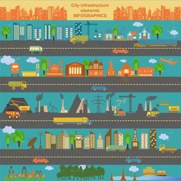 Set of modern city elements for creating your own maps of the city. Infograph Illustrazione stock