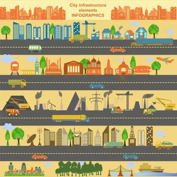 Set of modern city elements for creating your own maps of the city. Infograph Illustrazione stock