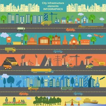 Set of modern city elements for creating your own maps of the city. Infograph Illustrazione stock