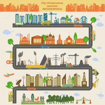 Set of modern city elements for creating your own maps of the city. Infograph Stock Illustration