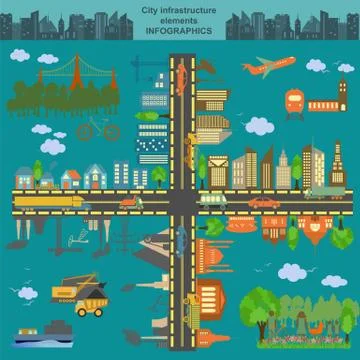 Set of modern city elements for creating your own maps of the city. Infograph Stock Illustration
