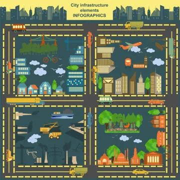 Set of modern city elements for creating your own maps of the city. Infograph Stock Illustration