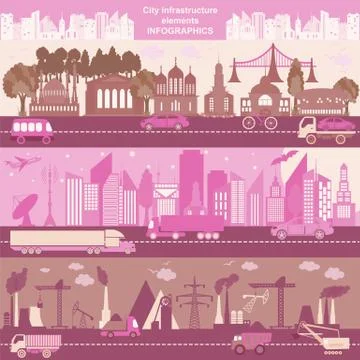 Set of modern city elements for creating your own maps of the city. Infograph Stock Illustration