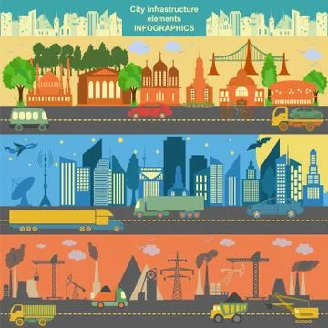 Set of modern city elements for creating your own maps of the city. Infograph Illustrazione stock