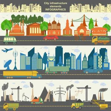 Set of modern city elements for creating your own maps of the city. Infograph Illustrazione stock