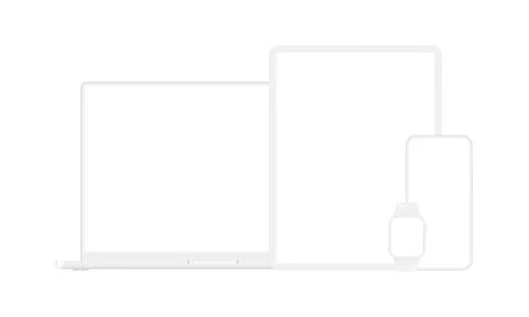 Set of Modern Clay Devices With Blank Screens Stock Illustration