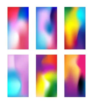Set of modern colored wallpapers. Elegant Blurred phone background with gradient Stock Illustration