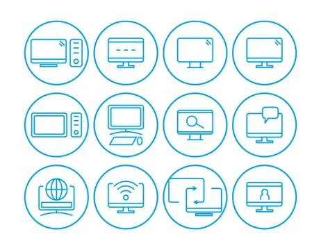 Set of modern computer icons isolation vector 스톡 일러스트