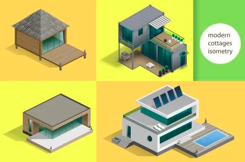 Set of modern cottages Stock Illustration