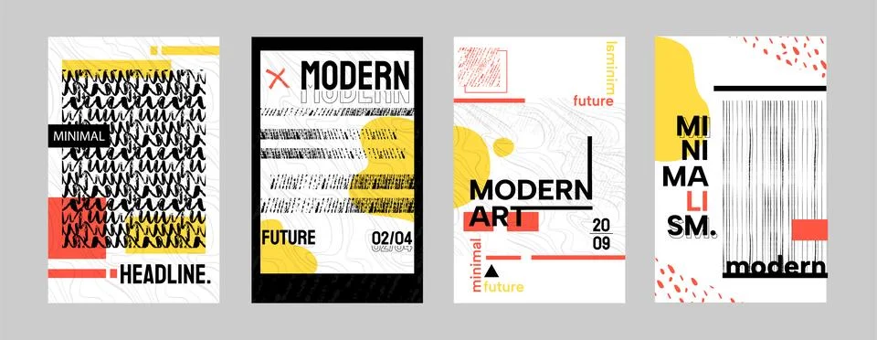 Set of modern covers with seamless pattern with chalk pencil crosshatch, hatch Stock Illustration