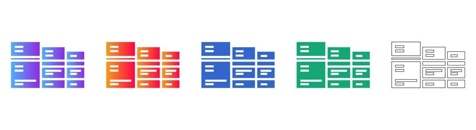 Set of Modern Data Management Icons Ilustração Stock