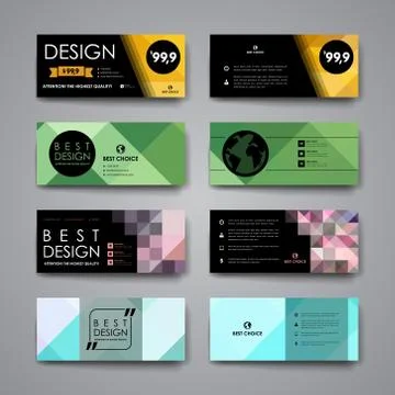 Set of modern design banner template in abstract style Illustrazione stock