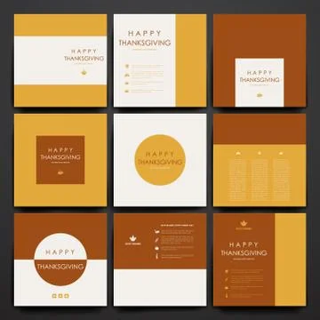 Set of modern design banner template in autumn style Stock Illustration