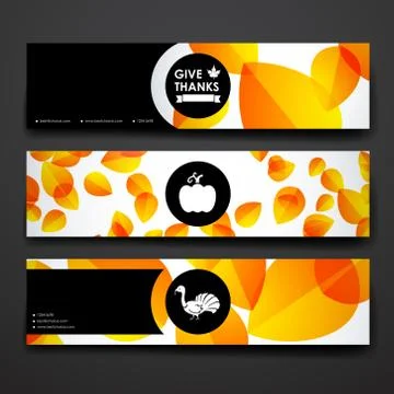 Set of modern design banner template in autumn style Stock Illustration