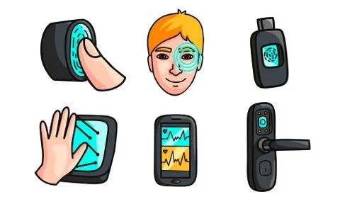 Set of modern devices for scanning and monitoring vector illustration Stock-Illustration