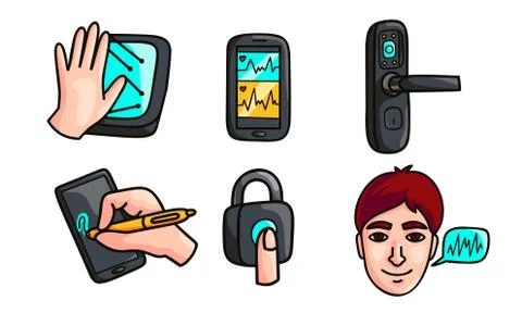 Set of modern devices for scanning and monitoring vector illustration 스톡 일러스트