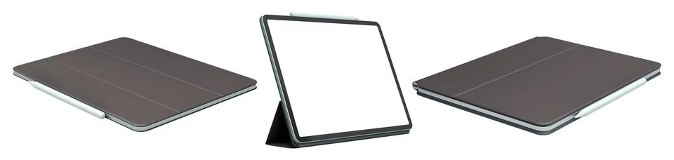 Set of modern digital tablets in protective cases with blank screen, isolat.. Stock Illustration