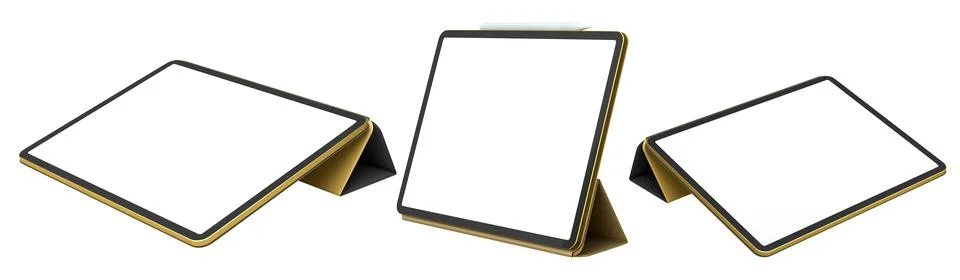 Set of modern digital tablets in protective cases with blank screen, isolated Stock Illustration