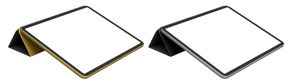 Set of modern digital tablets in protective cases with blank screen, isolated Stock Illustration