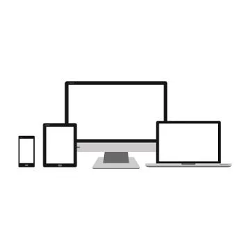 Set Of Modern Digital Tech Devices With Blank Screen Stock Illustration