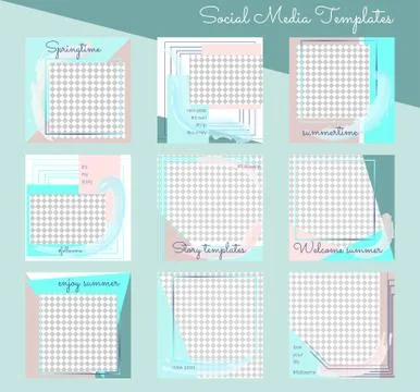 Set of modern editable square web templates for social media Stock Illustration