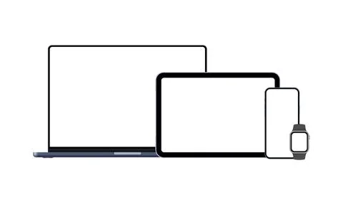 Set of Modern Electronic Devices With Blank Screens Stock Illustration