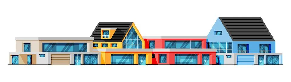 Set of Modern Energy Efficient Building. Illustrazione stock