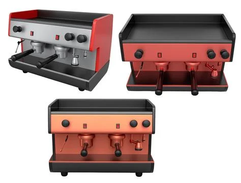 Set modern espresso coffee machines, isolated on isolated white background Stock Illustration