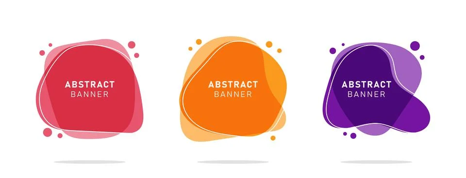 Set of modern flat abstract liquid blob banner Stock Illustration