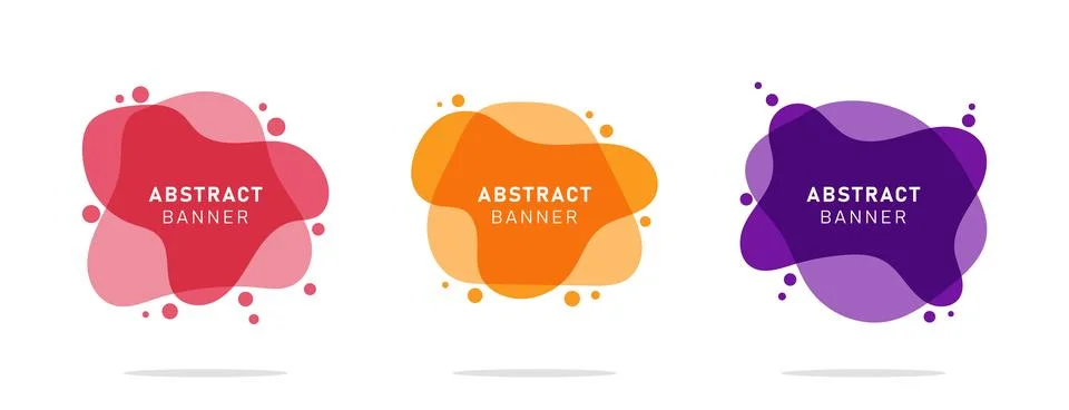 Set of modern flat abstract liquid blob banner Illustrazione stock
