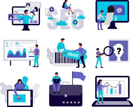 Set of modern flat design concept icon marketing. Stock Illustration