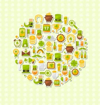 Set of Modern Flat Design Icons for Saint Patrick's Day Stock Illustration