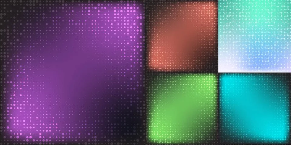 Set of Modern Flat Halftone Backgrounds, vector illustration cian color 스톡 일러스트
