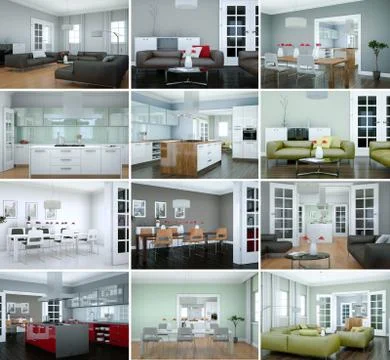 Set of modern flat Interior design Illustrazione stock