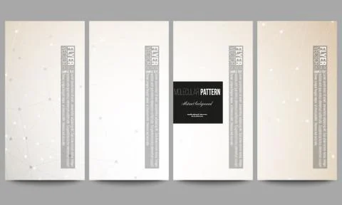 Set of modern flyers. Abstract polygonal low poly backdrop with connecting dots Stock Illustration