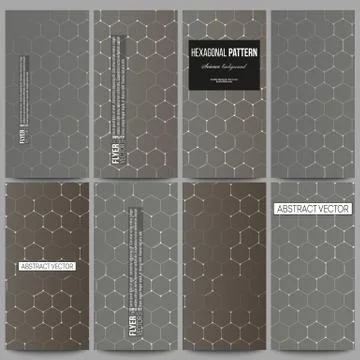 Set of modern flyers. Chemistry pattern, hexagonal design vector illustration Stockillustratie