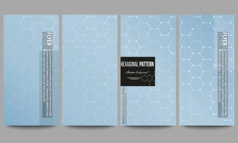 Set of modern flyers. Chemistry pattern, hexagonal design vector illustration Stockillustratie