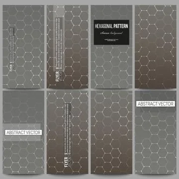 Set of modern flyers. Chemistry pattern, hexagonal design vector illustration 스톡 일러스트