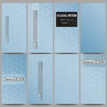 Set of modern flyers. Chemistry pattern, hexagonal design vector illustration Stockillustratie